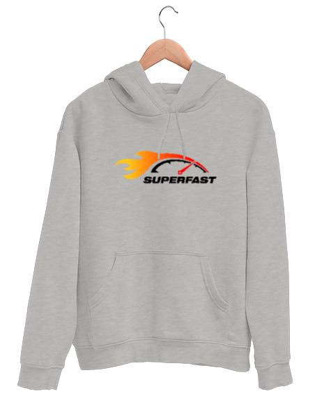 Tisho - Süper Hızlı - Super Fast - Gösterge Gri Unisex Kapşonlu Sweatshirt