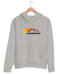 Süper Hızlı - Super Fast - Gösterge Gri Unisex Kapşonlu Sweatshirt