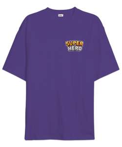 Süper Kahraman - Hero Mor Oversize Unisex Tişört