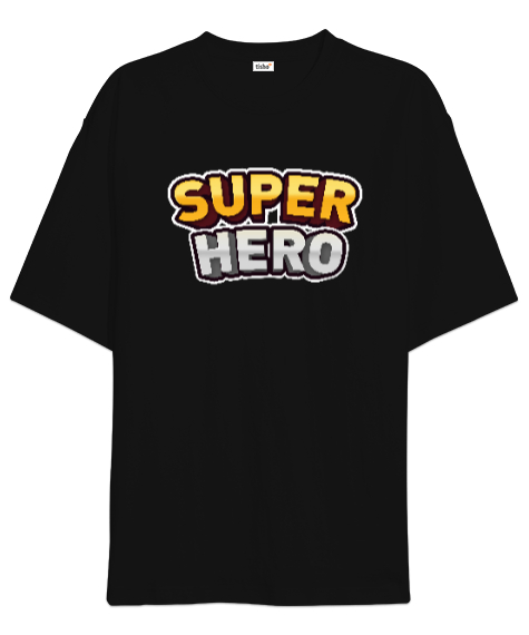 Tisho - Süper Kahraman - Hero Siyah Oversize Unisex Tişört