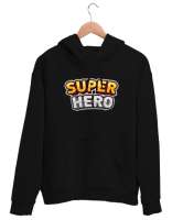 Süper Kahraman - Hero Siyah Unisex Kapşonlu Sweatshirt - Thumbnail