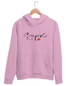 Süper Kız - Super Girl V2 Pembe Unisex Kapşonlu Sweatshirt