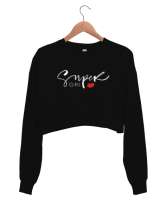 Süper Kız - Super Girl V2 Siyah Kadın Crop Sweatshirt - Thumbnail