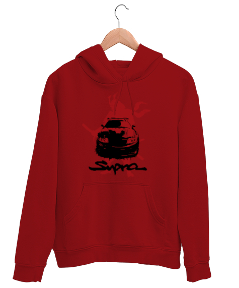 Tisho - SUPRA Kırmızı Unisex Kapşonlu Sweatshirt