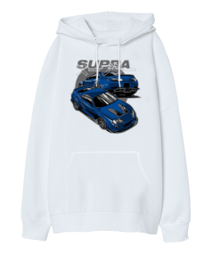 Supra Tasarım Baskılı Oversize Unisex Kapüşonlu Sweatshirt