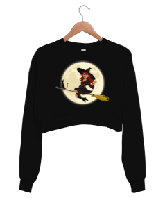 Süpürgeli Cadı Kadın Crop Sweatshirt