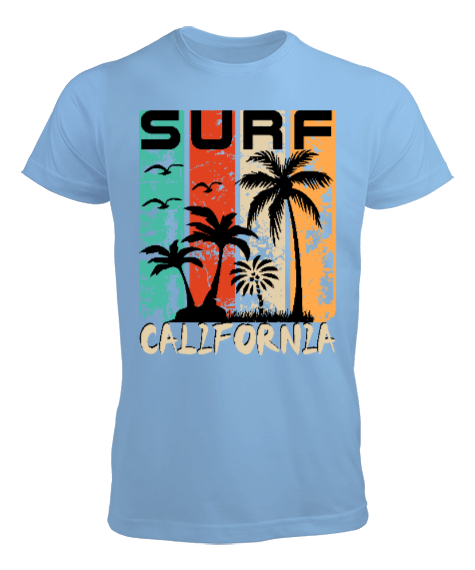 surf california Buz Mavisi Erkek Tişört
