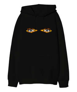 Surreal Eye Siyah Oversize Unisex Kapüşonlu Sweatshirt