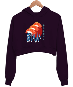 Sushi Addict Kadın Crop Hoodie Kapüşonlu Sweatshirt