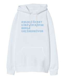 SWEATSHİRT Beyaz Oversize Unisex Kapüşonlu Sweatshirt