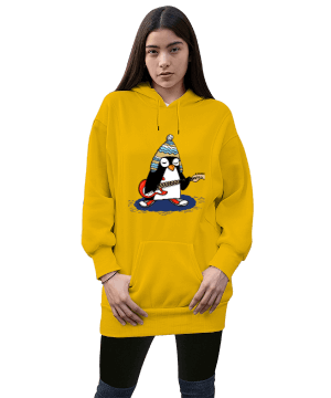 Sweatshirt Kadın Uzun Hoodie Kapüşonlu Sweatshirt