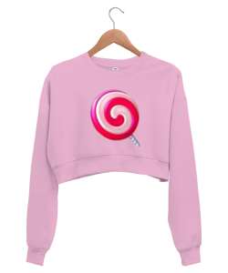 Sweet B Pembe Kadın Crop Sweatshirt