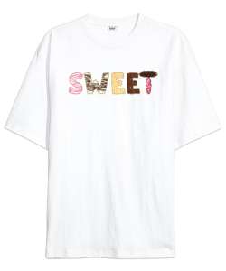 Sweet Donut Beyaz Oversize Unisex Tişört