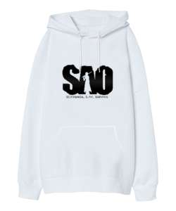 Sword Art Online Anime Tasarım Baskılı Beyaz Oversize Unisex Kapüşonlu Sweatshirt