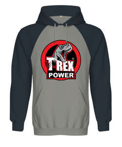 T-Rex Power Gri/Füme Orjinal Reglan Hoodie Unisex Sweatshirt