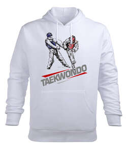 Taekwondo Blu V1 Beyaz Erkek Kapüşonlu Hoodie Sweatshirt