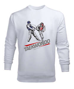 Taekwondo Blu V1 Beyaz Erkek Sweatshirt