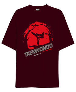 Taekwondo Blu V2 Bordo Oversize Unisex Tişört