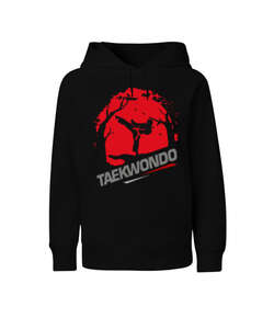 Taekwondo Blu V2 Siyah Çocuk Unisex Hoodie Kapüşonlu