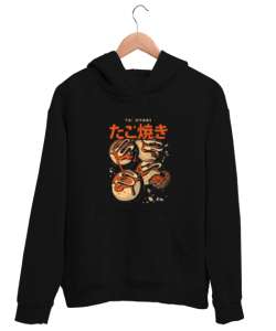 Takoyaki Siyah Unisex Kapşonlu Sweatshirt