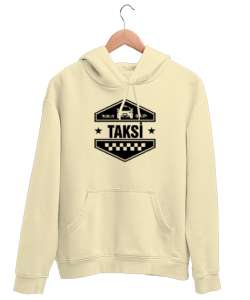 Taksi Servisi - Şoför Krem Unisex Kapşonlu Sweatshirt