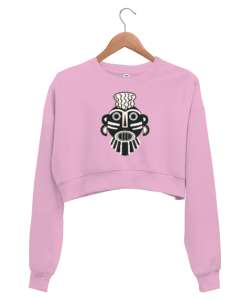 Tarihi Maske - Mask Pembe Kadın Crop Sweatshirt