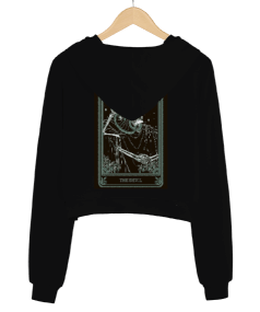 Tarot Cards The Devil Kadın Crop Hoodie Kapüşonlu Sweatshirt