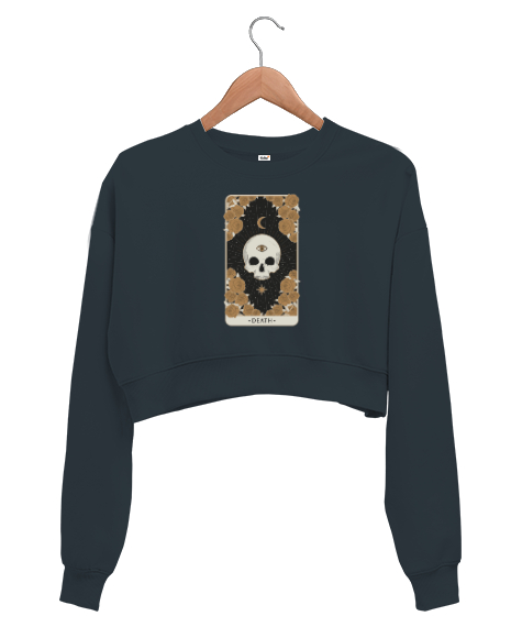 Tisho - Tarot Kart - Death Füme Kadın Crop Sweatshirt