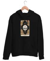 Tarot Kart - Death Siyah Unisex Kapşonlu Sweatshirt - Thumbnail