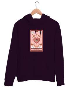 Tarot Kart - Lovers - Kalp ve Kılıçlar Koyu Mor Unisex Kapşonlu Sweatshirt