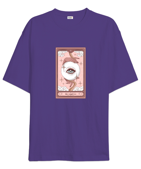 Tisho - Tarot Kart - Magician - Eller Ve Göz Mor Oversize Unisex Tişört