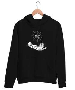 Tarot - Mistik Göz ve El Siyah Unisex Kapşonlu Sweatshirt