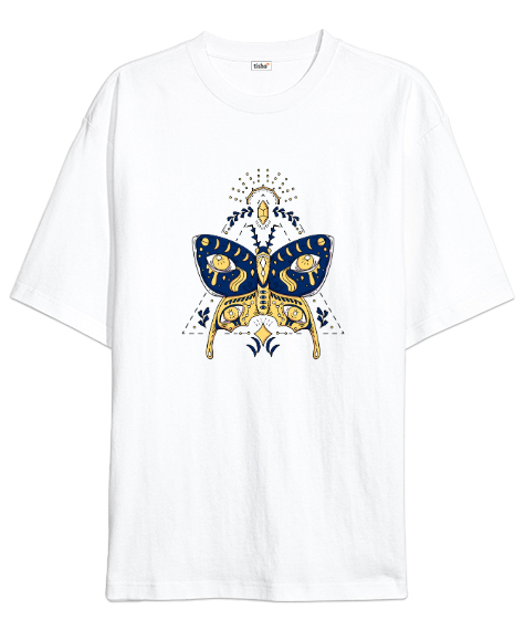 Tisho - Tarot Mistik Kelebek - Butterfly Beyaz Oversize Unisex Tişört