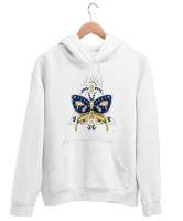 Tarot Mistik Kelebek - Butterfly Beyaz Unisex Kapşonlu Sweatshirt - Thumbnail