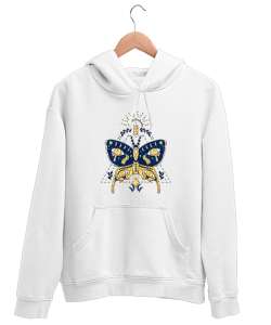 Tarot Mistik Kelebek - Butterfly Beyaz Unisex Kapşonlu Sweatshirt