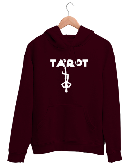 Tisho - Tarot - Ters Asılı Kukla Bordo Unisex Kapşonlu Sweatshirt