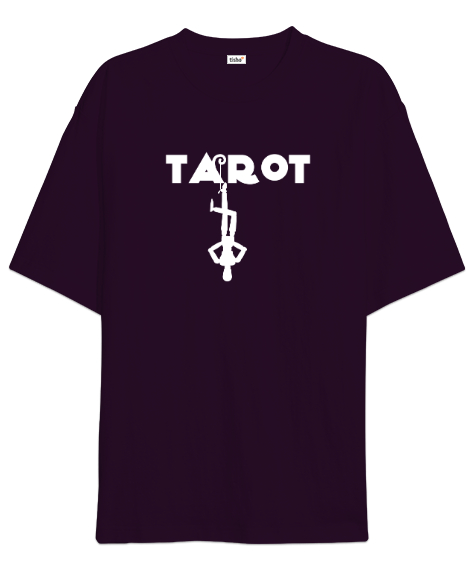 Tisho - Tarot - Ters Asılı Kukla Koyu Mor Oversize Unisex Tişört