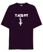 Tarot - Ters Asılı Kukla Koyu Mor Oversize Unisex Tişört - Thumbnail