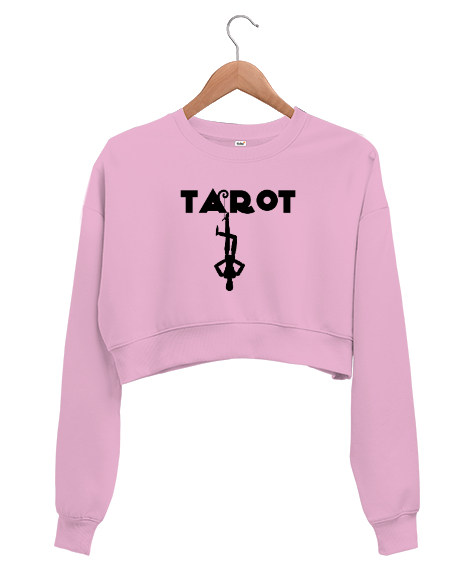 Tisho - Tarot - Ters Asılı Kukla Pembe Kadın Crop Sweatshirt