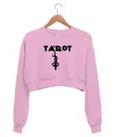 Tarot - Ters Asılı Kukla Pembe Kadın Crop Sweatshirt - Thumbnail