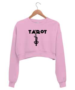 Tarot - Ters Asılı Kukla Pembe Kadın Crop Sweatshirt