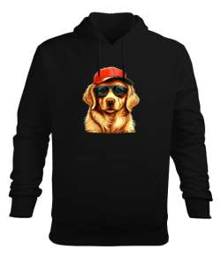 Tarz golden köpek baskılı Siyah Erkek Kapüşonlu Hoodie Sweatshirt