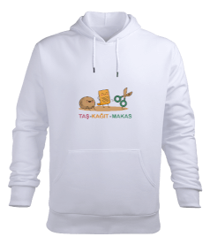 Taş Kağıt Makas Erkek Kapüşonlu Hoodie Sweatshirt