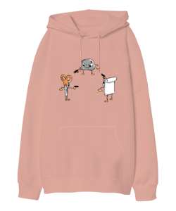 taş kağıt makas Yavru Ağzı Oversize Unisex Kapüşonlu Sweatshirt