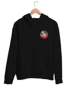 Tasarım manzara Siyah Unisex Kapşonlu Sweatshirt