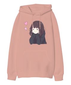 Tatlı Anime Oversize Unisex Kapüşonlu Sweatshirt