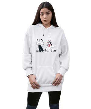 tatlı aşıklar için Kadın Uzun Hoodie Kapüşonlu Sweatshirt