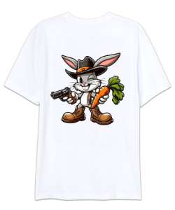 TATLI KOVBOY BUNNY Beyaz Oversize Unisex Tişört