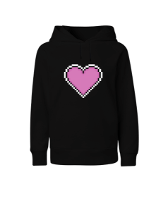 Tatlı Pixel Art Kalp Çocuk Unisex Hoodie Kapüşonlu