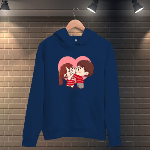 Tatlı Sevgililer Erkek Kapüşonlu Sweatshirt